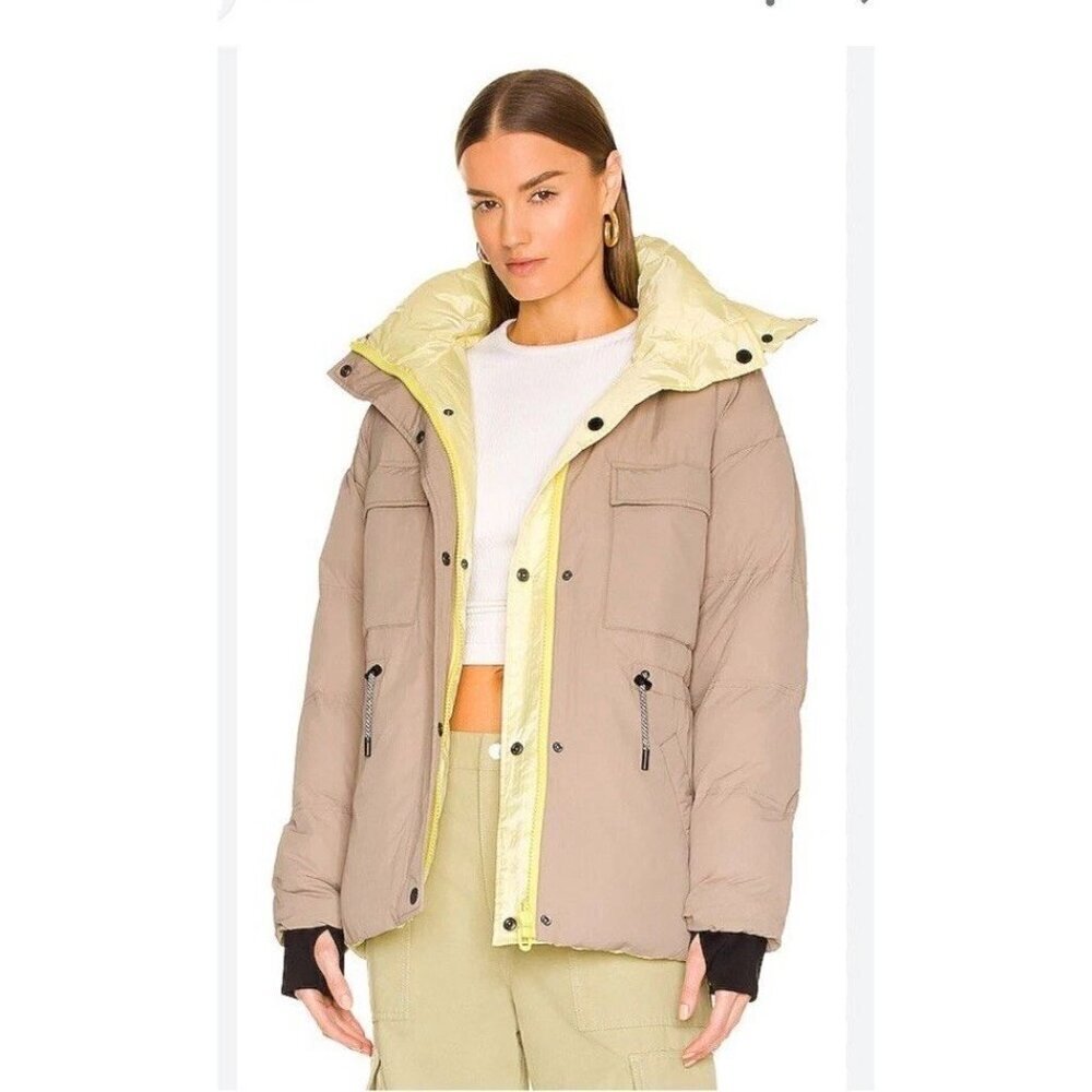Dualist Zorah Reversible Jacket Yellow & Beige Brown Womens Small Medium Zip Up - Picture 2 of 11